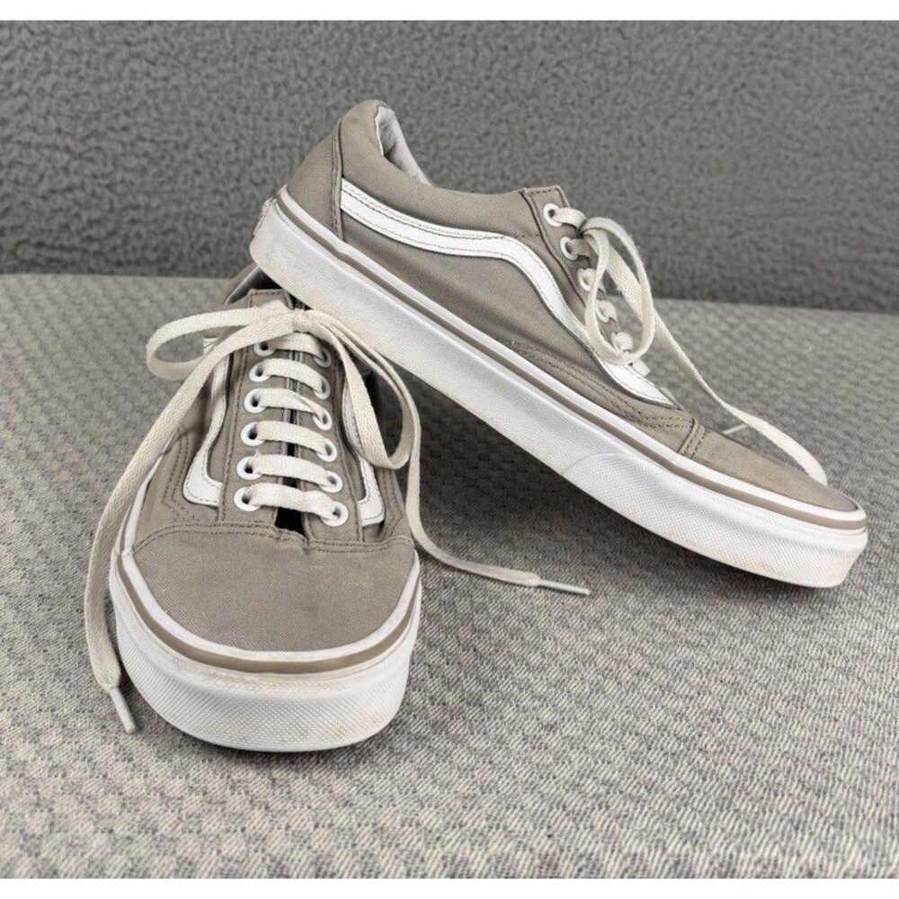 Vans Old Skool Lace Up Skater Shoes Mens Size 7.5, Women’s Size 9 Tan & White
